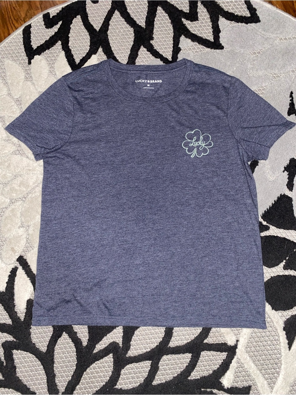 Lucky Brand Woman’s Navy Blue Short-Sleeve Tee with Clover Chest Logo